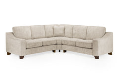 Nebraska large corner sofa with beige woven upholstery and padded back cushions