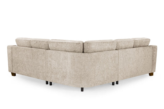 Nebraska corner sofa viewed from the back, showing upholstered panels and support legs