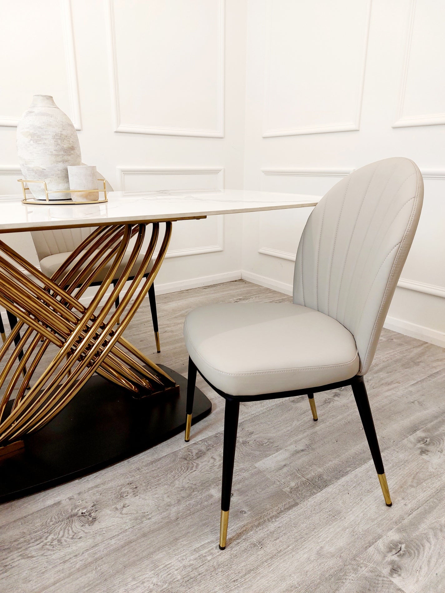 Orion Gold 1.8 Dining Table with Polar White Sintered Stone Top
