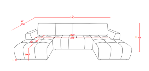 Shangai Fullback U Shape Sofa Bed