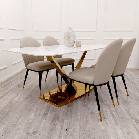 Set of 2 Beige Etta Leather Dining Chairs