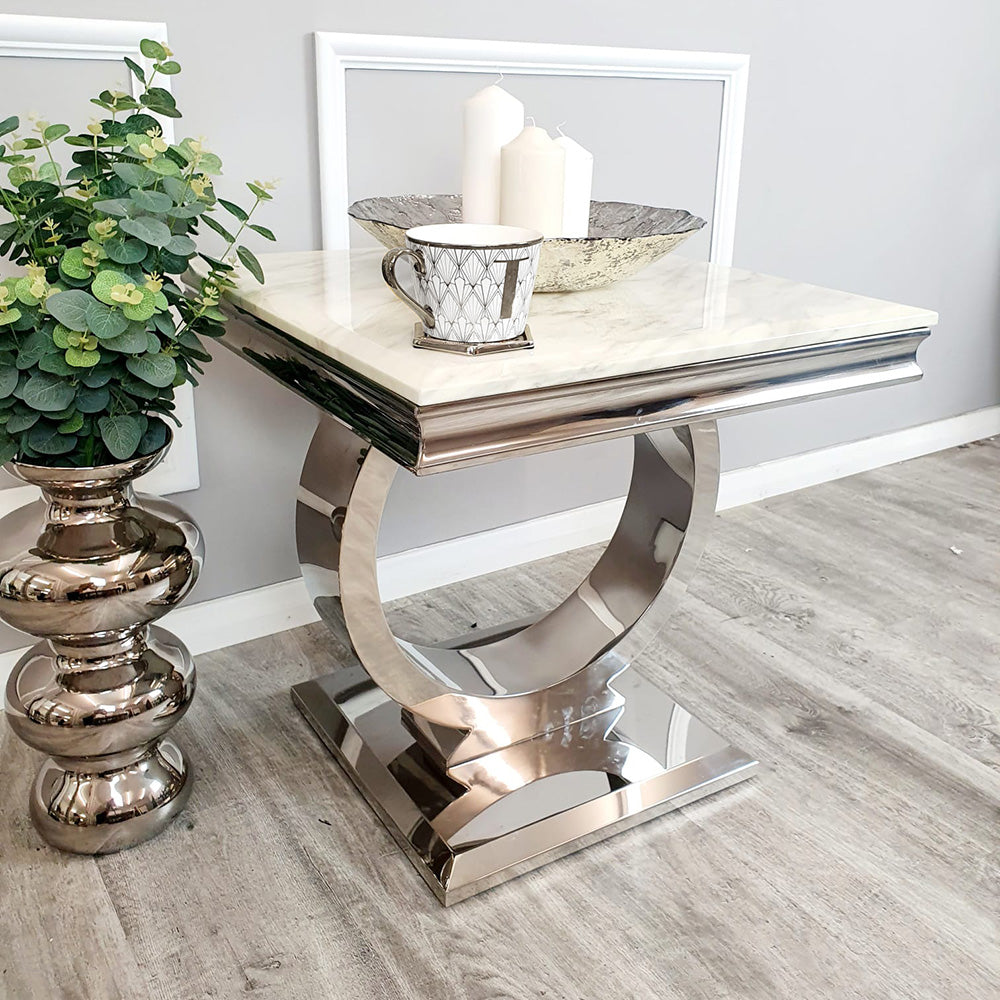Arriana  White Marble Lamp Table