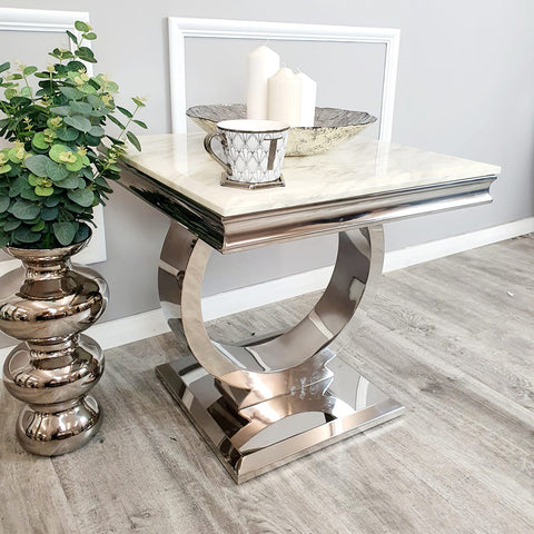 Arriana  White Marble Lamp Table