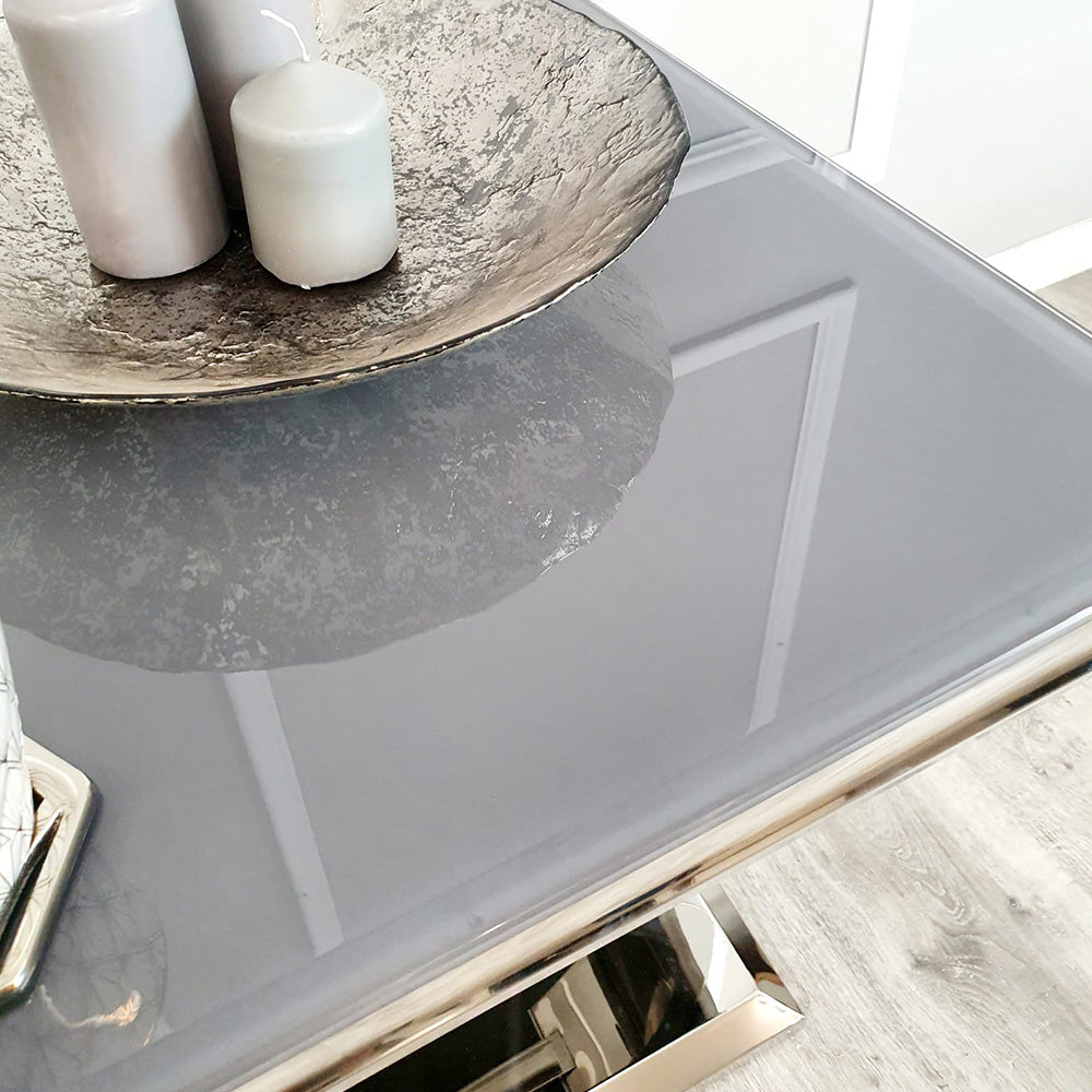 Arriana Grey Glass Lamp Table