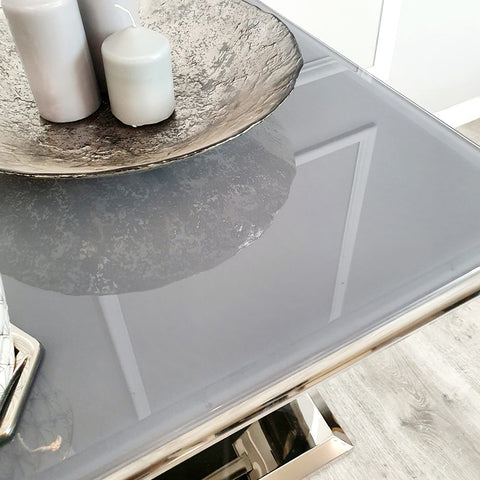 Arriana Grey Glass Lamp Table