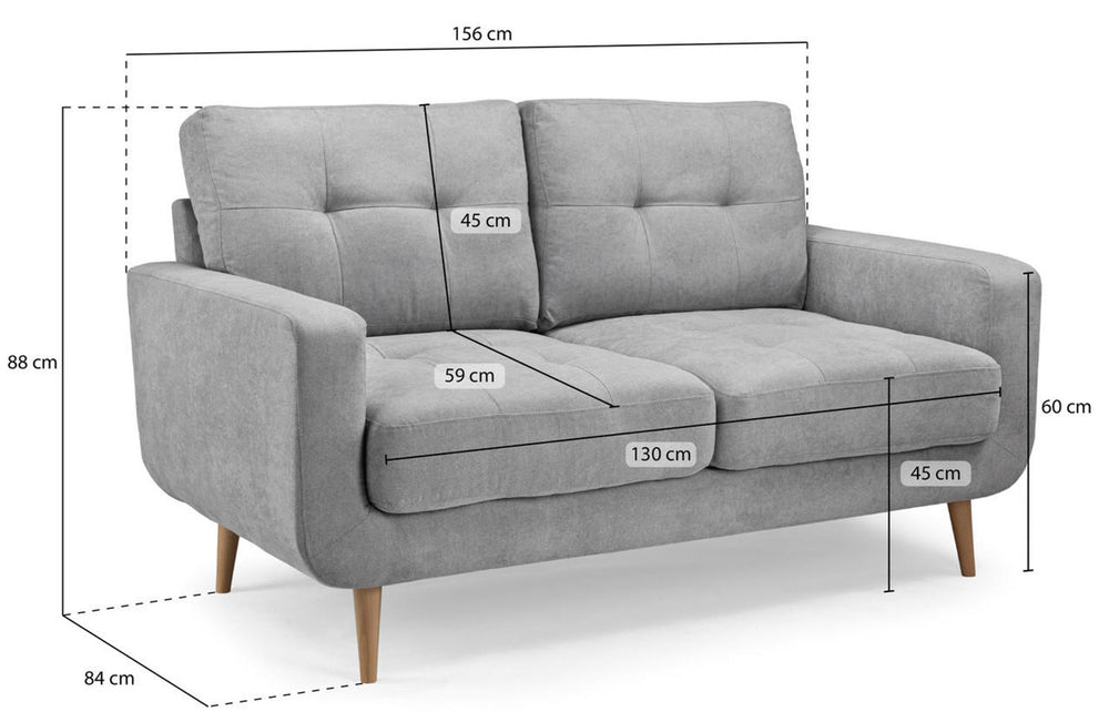 Aurora two-seat sofa with dimensions marked: 156 cm wide, 84 cm deep, and 88 cm high