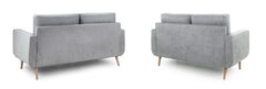 Two-seat sofa shown from behind, with broad arms and tapered wooden legs