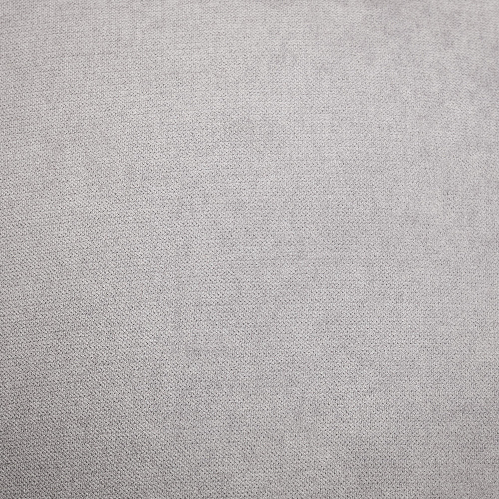 Close-up of the gray sofa's woven upholstery fabric