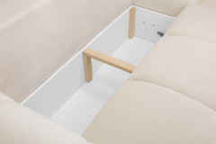 Azzuro sofa bed with an open storage compartment beneath the seat