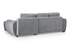 Rear view of the grey Azzuro Universal Sofa Bed with broad back panels