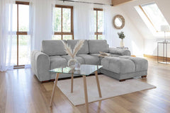 Grey Azzuro Universal Sofa Bed with chaise and plush segmented cushions