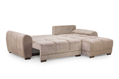 Mocha Azzuro Universal Sofa Bed extended into a flat sleeping surface