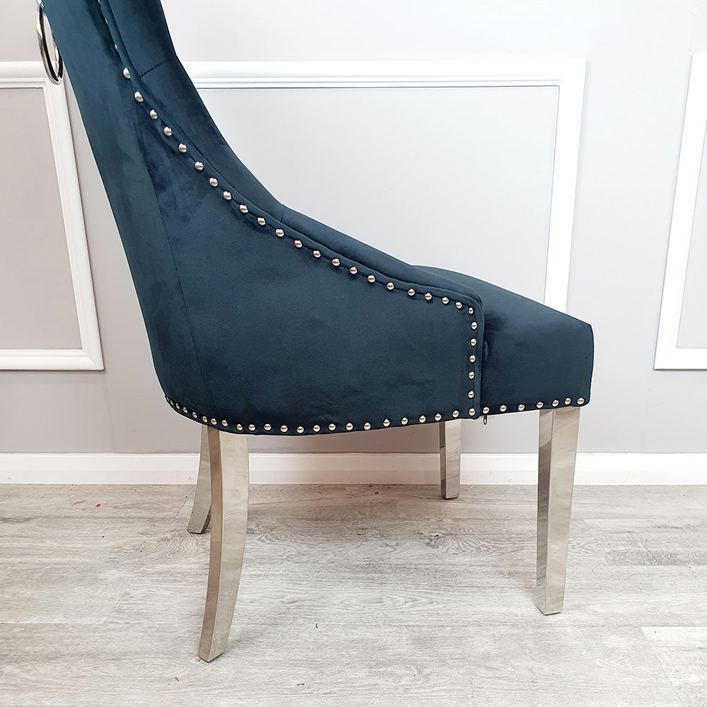 Set of 2 Black Velvet Dining chairs