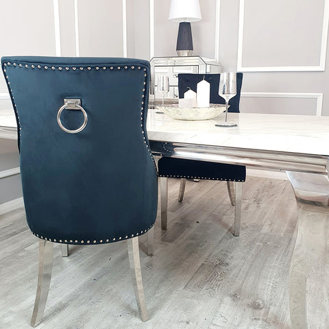 Set of 2 Black Velvet Dining chairs