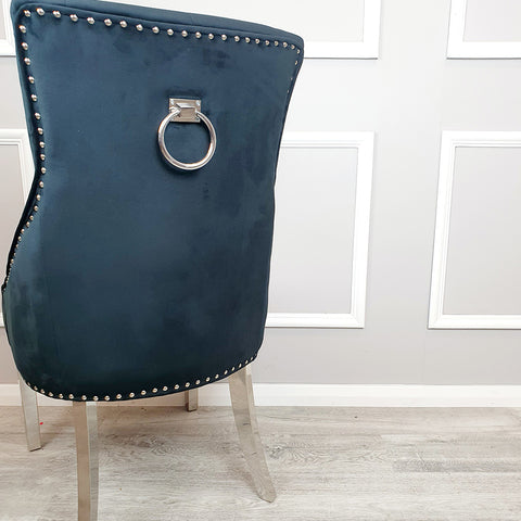Set of 2 Black Velvet Dining chairs