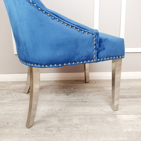 Set of 2 Blue Velvet Duke Dining chairs