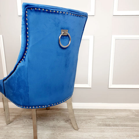 Set of 2 Blue Velvet Duke Dining chairs