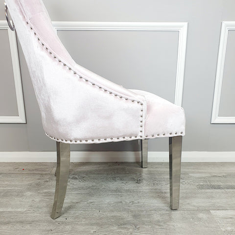 Set of 2 Pink Velvet Duke Dining Chairs