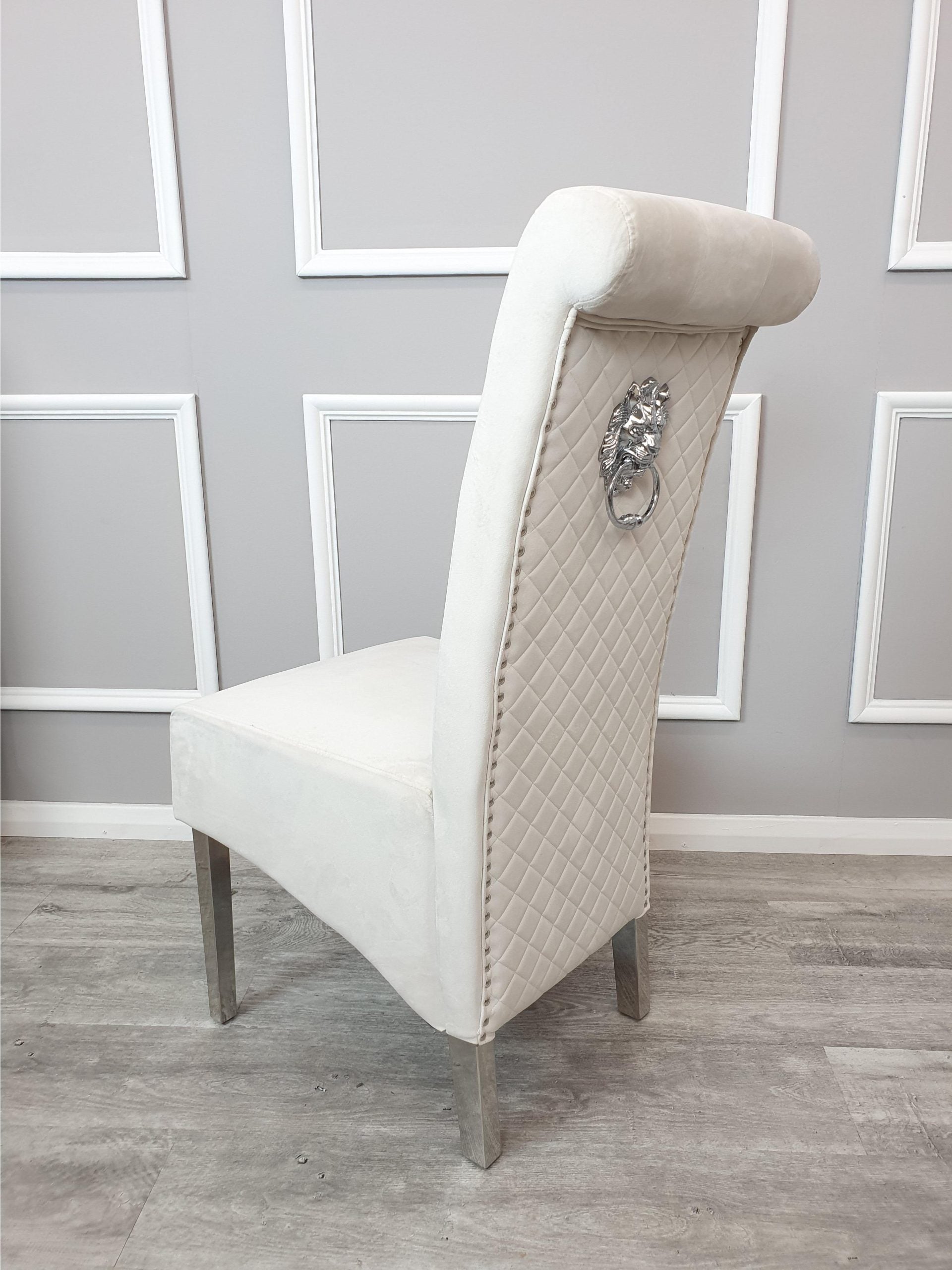 Set of 2 Cream Velvet Emma Dining chairs.