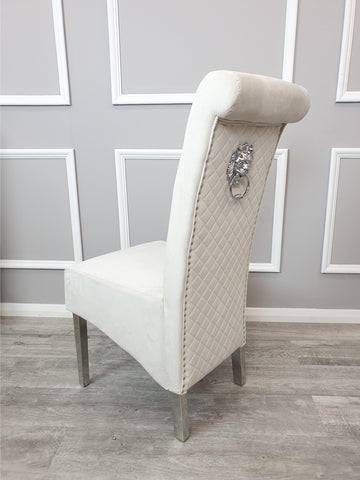 Set of 2 Cream Velvet Emma Dining chairs.