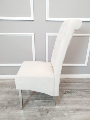 Set of 2 Cream Velvet Emma Dining chairs.