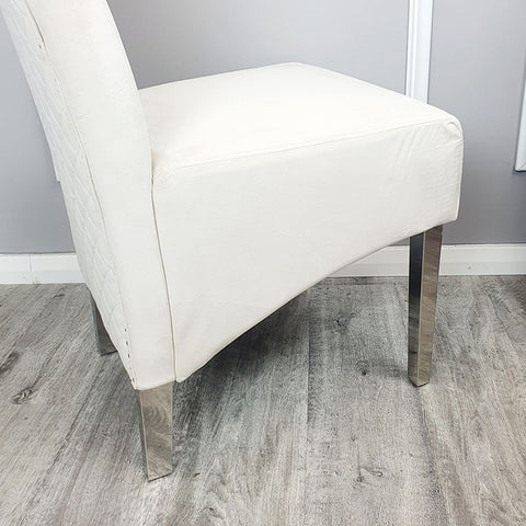 Set of 2 Cream Velvet Emma Dining chairs.