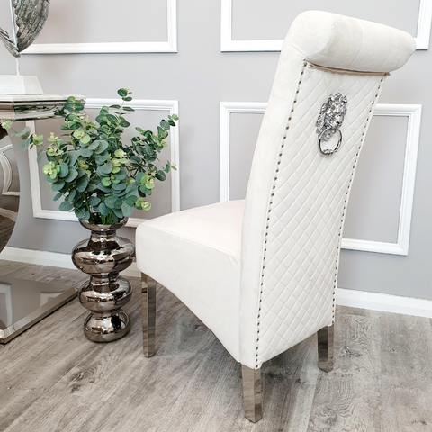 Set of 2 Cream Velvet Emma Dining chairs.