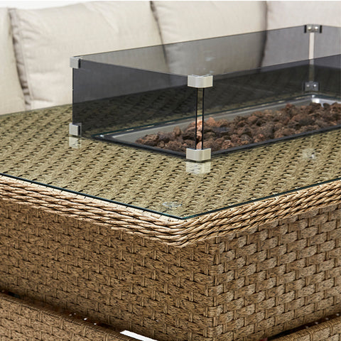 Chakra Rattan Corner Dining Set With Fire Pit