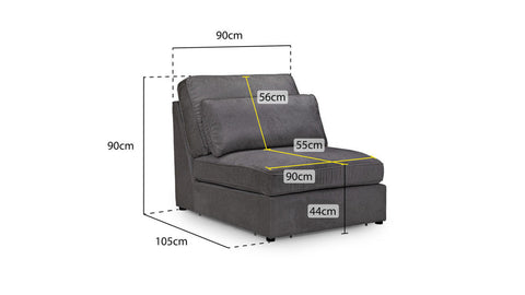 Kiana Modular Sofa Armless Piece