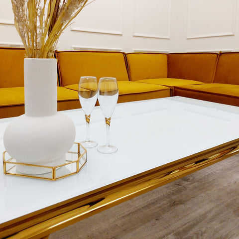 Louis Gold White Marble Dining Table