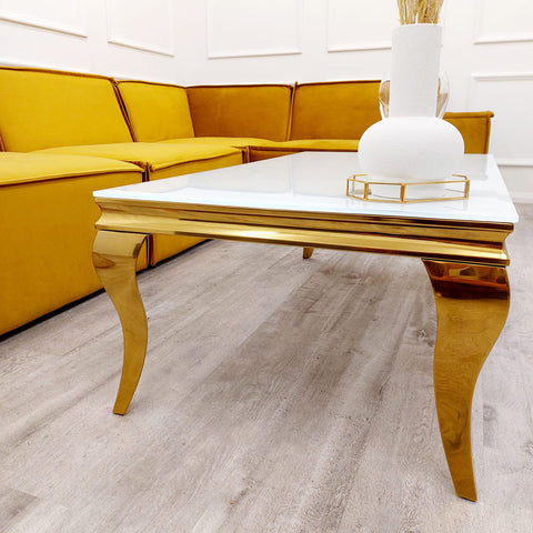 Louis Gold White Marble Dining Table