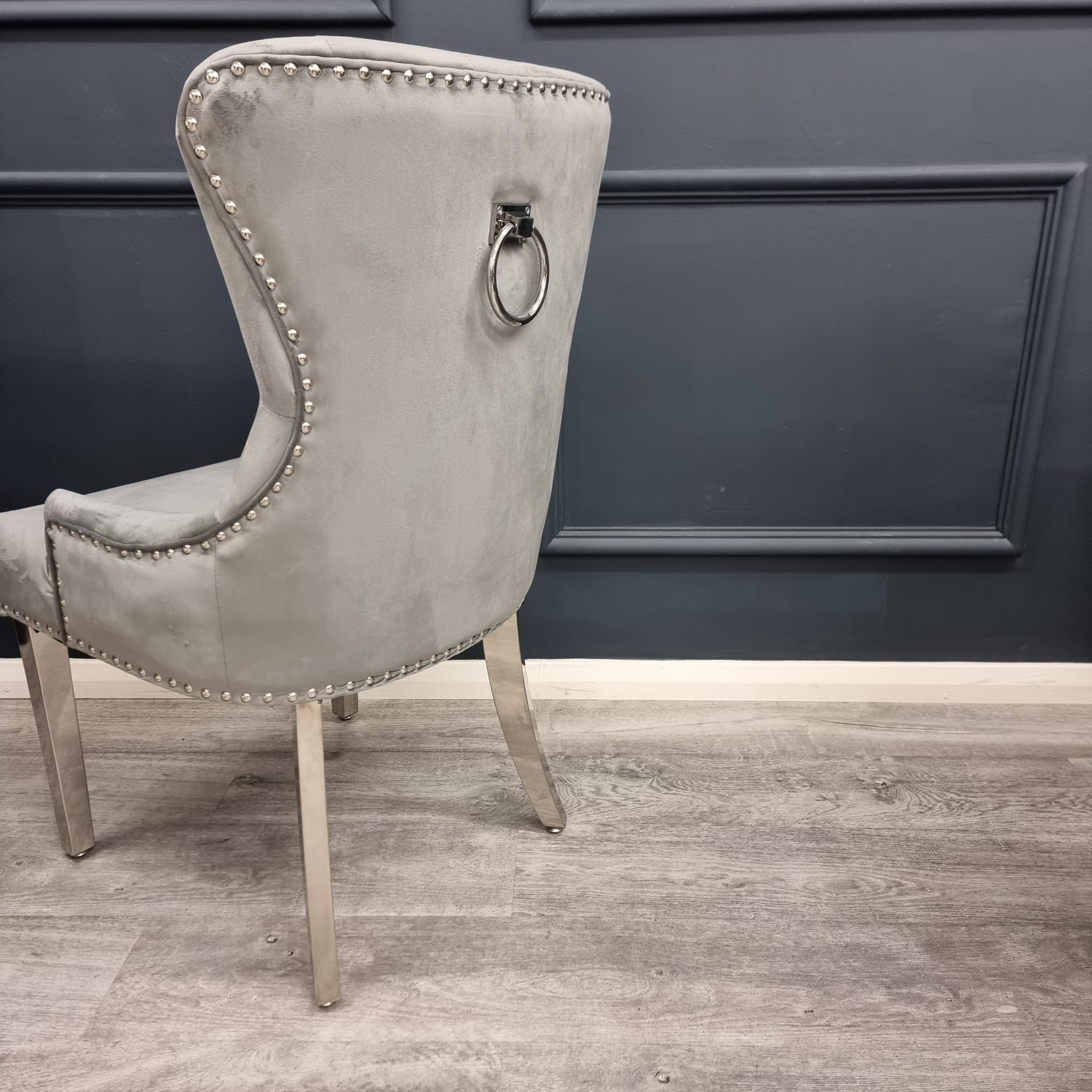 Set of 2 Light Grey Velvet Megan Promo Chairs