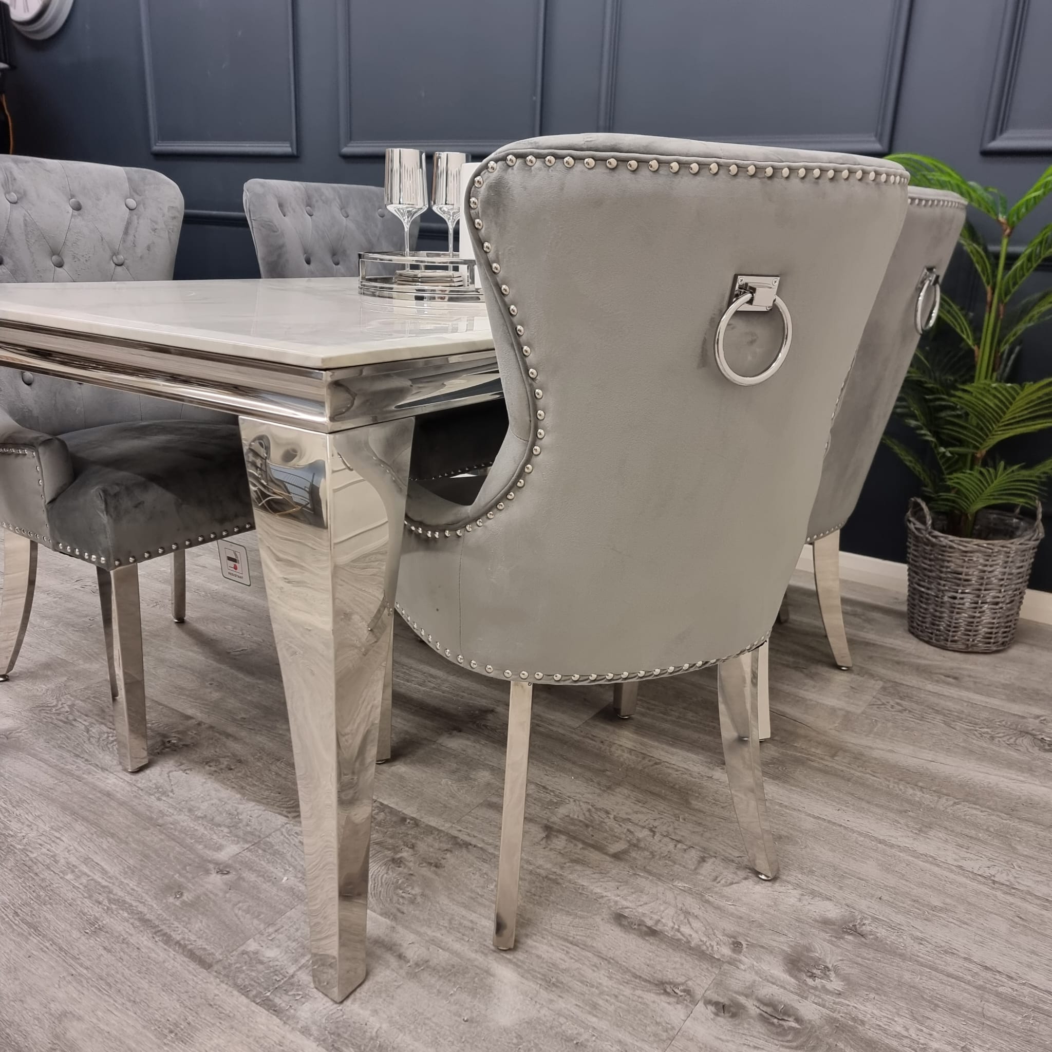 Set of 2 Light Grey Velvet Megan Promo Chairs