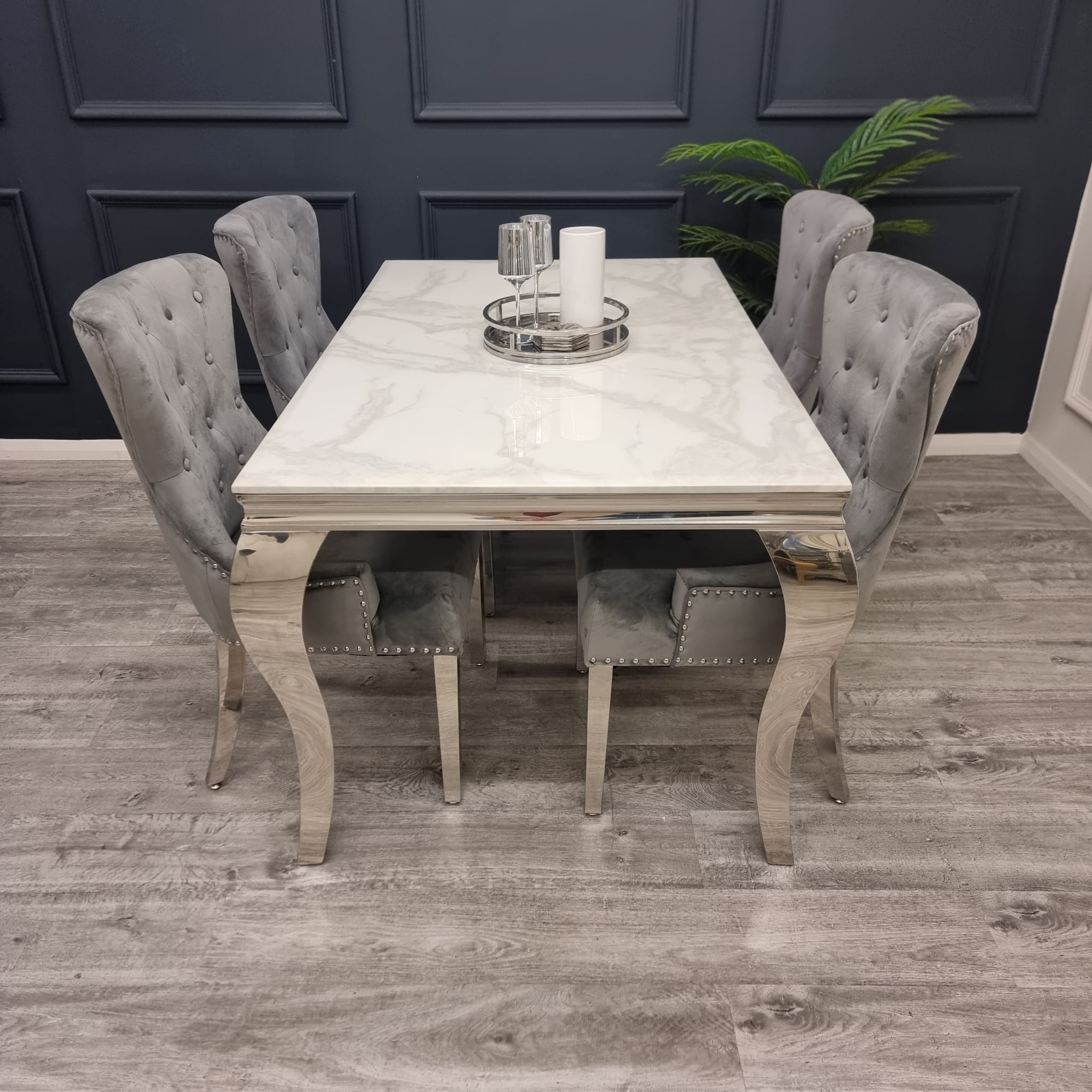 Set of 2 Light Grey Velvet Megan Promo Chairs