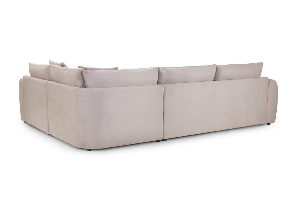Mirabel sofa, rear view showing its upholstered back and corner shape