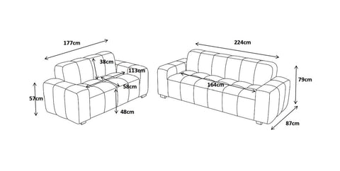 Paris Fullback Sofa 3+2 Seater
