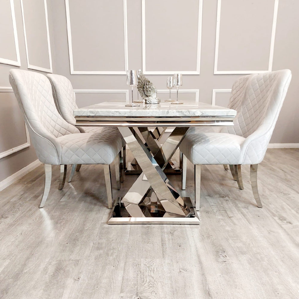 Xavia Light Grey 1.8 Dining Table With Set Of 4 Light Grey Kate Dining Chairs